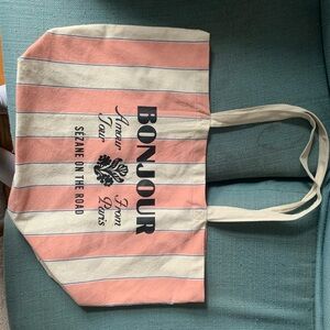 Pink and Cream Sezane Striped Tote Bag NWOT
